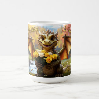 Draak met gele rozen. 15-ounce mok