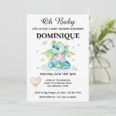 Draak met hart - Baby shower uitnodiging (Staand voorkant)