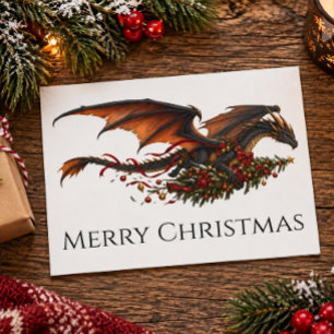 Draak met Kerstboom Briefkaart