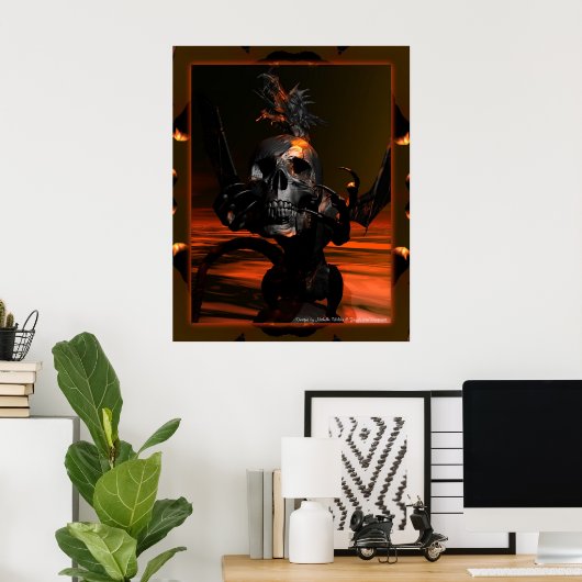 Draak met Poster van de schedel (Thuiskantoor)