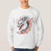 Draak met rode en witte schubben t-shirt (Voorkant)