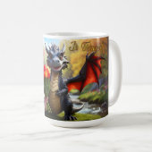 Draak met rode tulpen. 15-ounce mok (Voorkant rechts)
