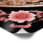 Draak met roze bloemen perfect poster (Hoek)