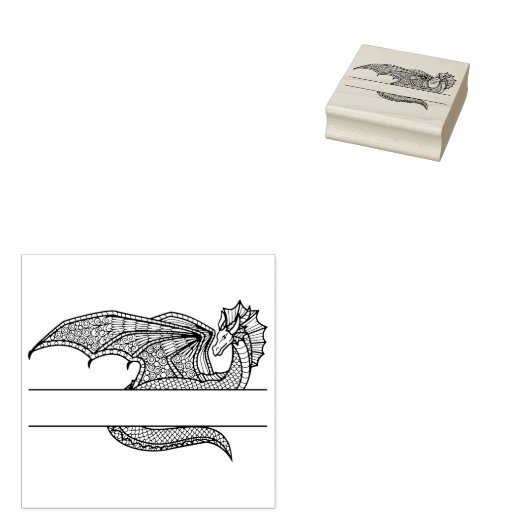 Draak met ruimte voor naam rubberstempel (Gestempeld)