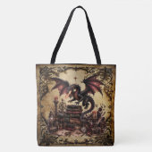 Draak met stapel boeken tote bag (Voorkant)