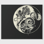 Draak met tijger Tattoo YIN en Yang Beast Fight Cadeaupapier (Vlak)