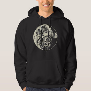 Draak met tijger Tattoo YIN en Yang Beast Fight Hoodie