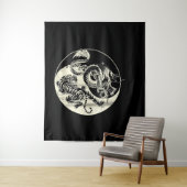 Draak met tijger Tattoo YIN en Yang Beast Fight Wandkleed (In situ)