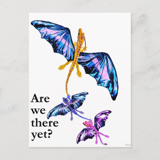 draak met twee kinderen briefkaart (Voorkant)