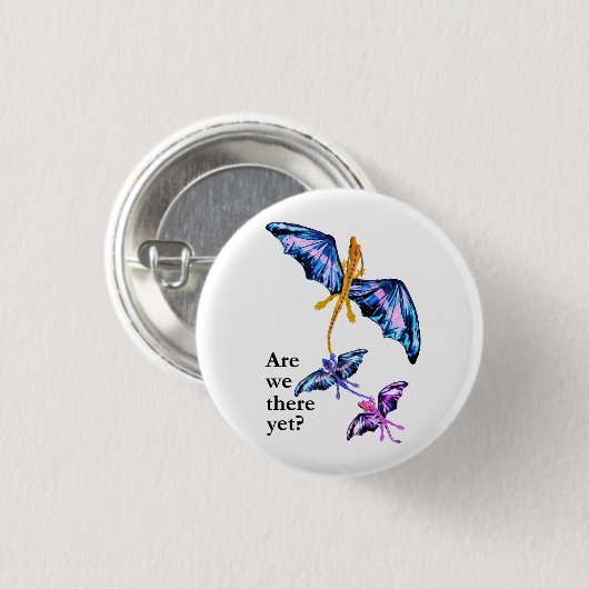 Draak met twee Kinderen Ronde Button 3,2 Cm (Voorkant /achterkant)