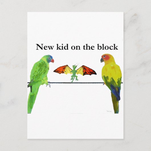 Draak met vogels briefkaart (Voorkant)