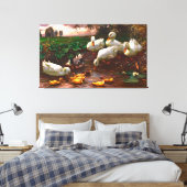 draak met witte eenden en gele donder canvas afdruk (Insitu (Slaapkamer))