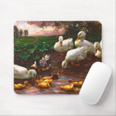 draak met witte eenden en gele donder muismat (Met muis)