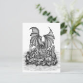 Draak met zombie briefkaart (Staand voorkant)