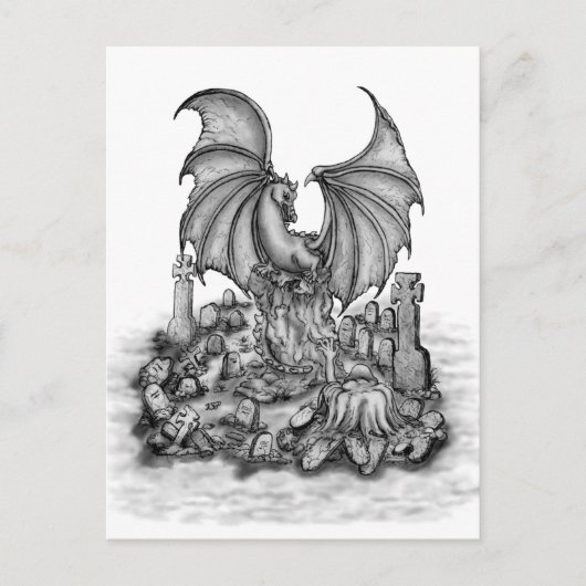 Draak met zombie briefkaart (Voorkant)