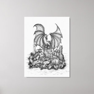 Draak met Zombie Canvas Afdruk