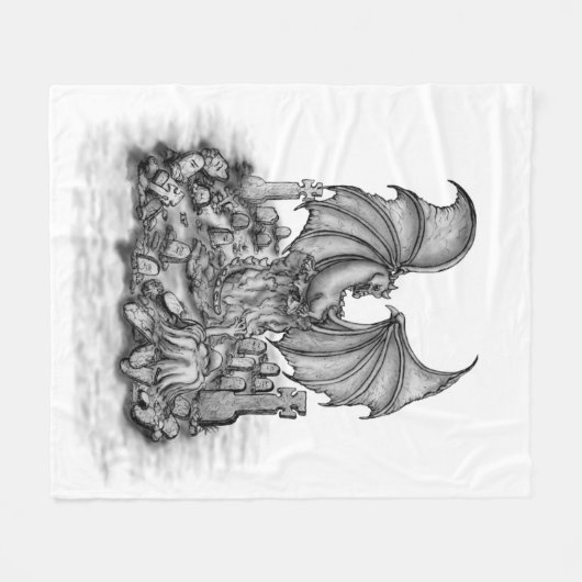 Draak met Zombie Fleece Deken (Voorkant (Horizontaal))