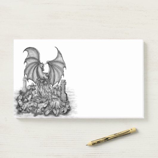 Draak met Zombie Post-it® Notes (Op bureau)