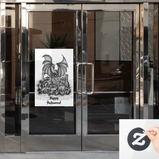 Draak met Zombie Raamsticker (Kantoordeur)