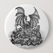 Draak met Zombie Ronde Button 4,0 Cm (Voorkant)