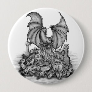 Draak met Zombie Ronde Button 4,0 Cm