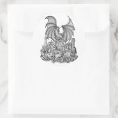 Draak met Zombie Ronde Sticker (Tas)