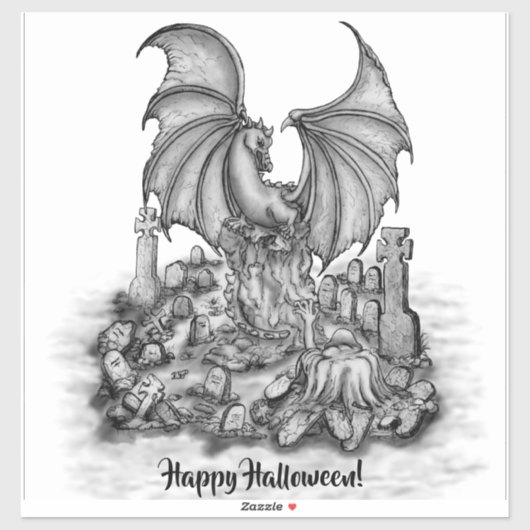 Draak met Zombie Sticker (Vel)