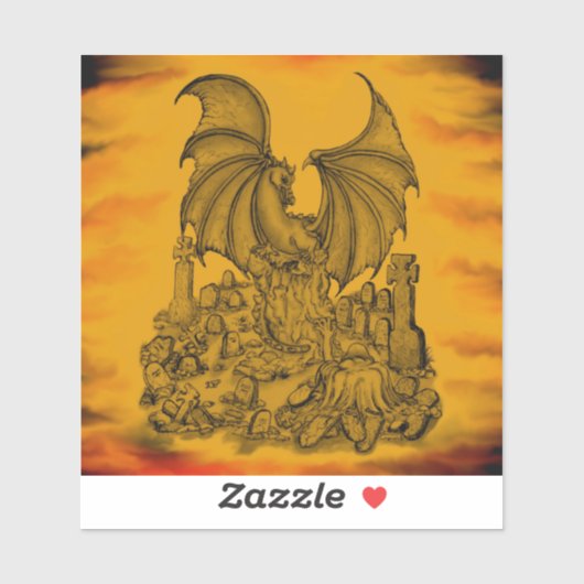 Draak met Zombie Sticker (Vel)