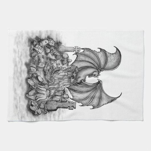 Draak met Zombie Theedoek (Horizontaal)