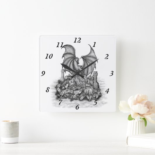 Draak met Zombie Vierkante Klok (Huis)