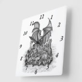 Draak met Zombie Vierkante Klok (Hoek)