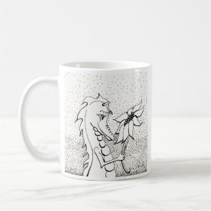 Draak met zonnebloem koffiemok