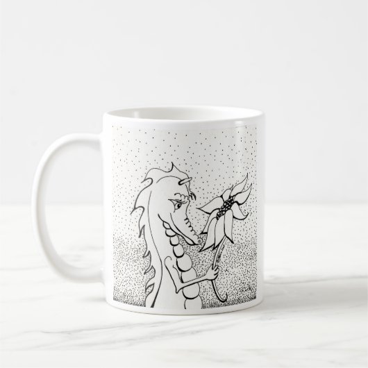 Draak met zonnebloem koffiemok (Links)