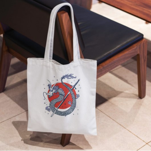 Draak met zwaard tote bag