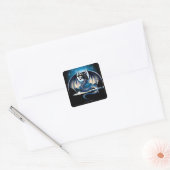 Draak met zwaard vierkante sticker (Envelop)