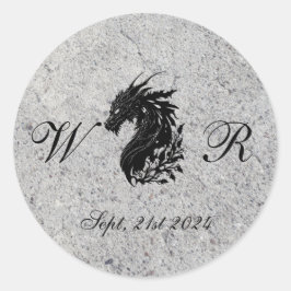 Draak, middeleeuws ronde sticker