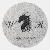 Draak, middeleeuws ronde sticker (Voorkant)