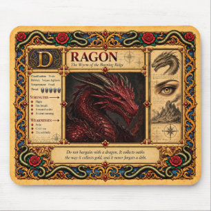 Draak, Middeleeuwse Bestiarium Kunst Muismat