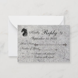 Draak, middeleeuwse RSVP/Menu Notitiekaartje