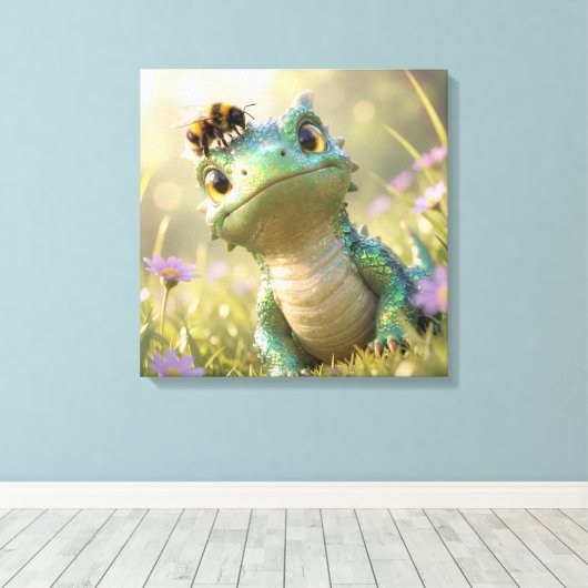 Draak naar Bij :-) Canvas Afdruk (Insitu (Houten vloer))