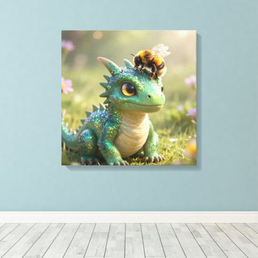 Draak naar Bij :-) Canvas Afdruk (Insitu (Houten vloer))