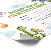 Draak neem een huisdier certificaat bewerkbaar poster (Hoek)