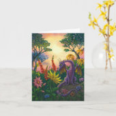 Draak onder de Bloemen notecard Kaart (Gele Bloem)
