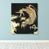 Draak ontstond uit donkere wolken naar Totoya Hokk Canvas Afdruk (Insitu (Houten vloer))