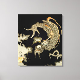 Draak ontstond uit donkere wolken naar Totoya Hokk Canvas Afdruk