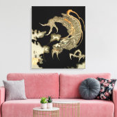 Draak ontstond uit donkere wolken naar Totoya Hokk Canvas Afdruk (Insitu (Woonkamer))