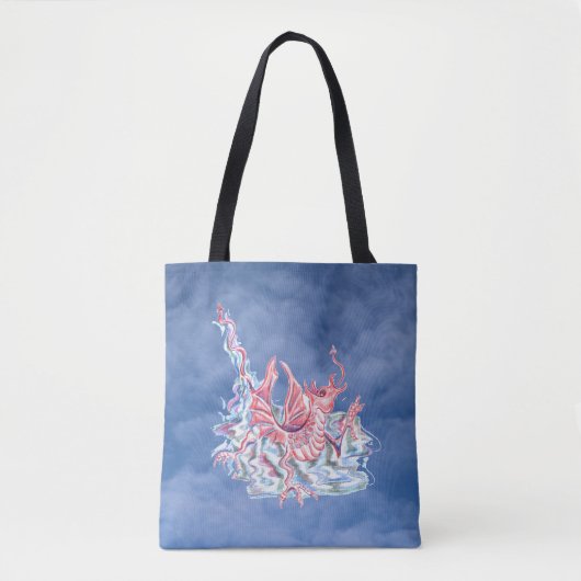 Draak op blauwe lucht tote bag (Voorkant)