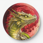 Draak op Bloody Moon Papieren Bordje (Voorkant)