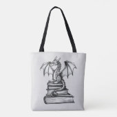 Draak op boeken tote bag (Achterkant)