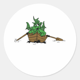 Draak op boot ronde sticker